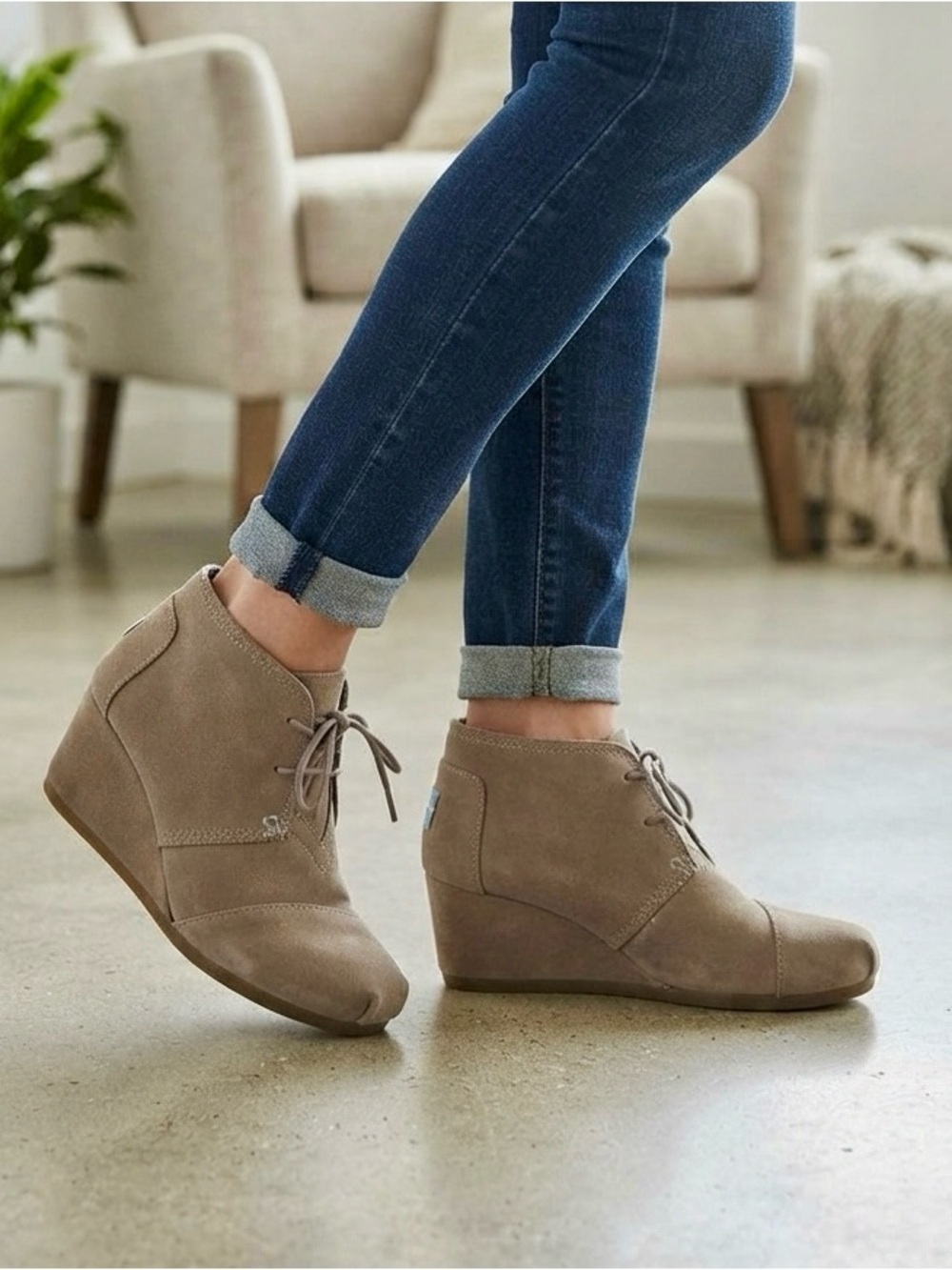 Toms lace up wedge shoes